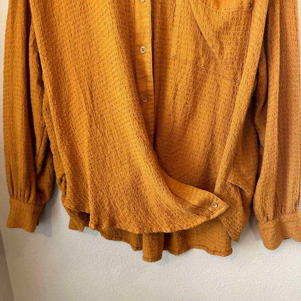 Free People Oversized Button-Down Shirt in Mustard - Picture 8 of 12